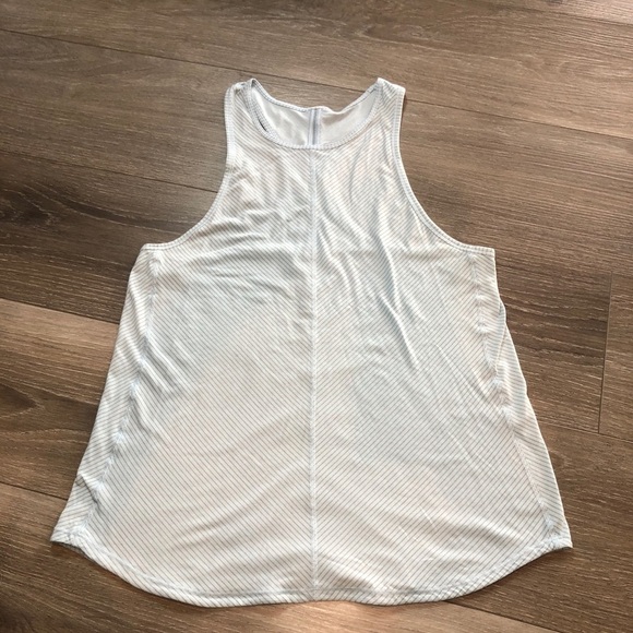 Lululemon Womens Racerback Tank Blue Grey Striped Lightweight Athletic Sz Small - Picture 2 of 8
